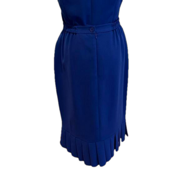 90s 3 PC NIGHT STUDIO NY BLUE W RHINESTONE BORDERED BLAZER, TOP & MIDI SKIRT 6 - Picture 16 of 17